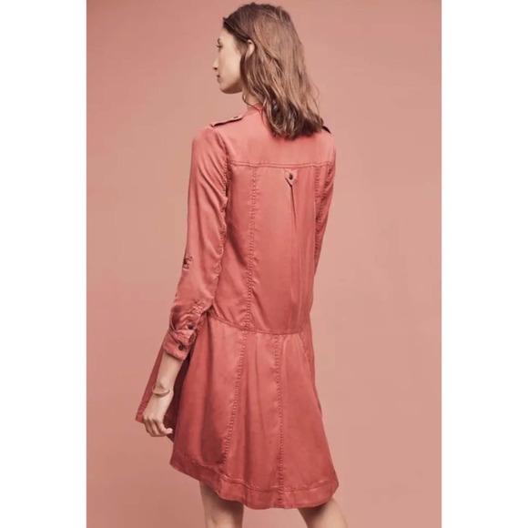 Anthropologie Holding Horses Tencel Long Sleeve Shirt Dress Dusty Rose Size 2 - Picture 2 of 9